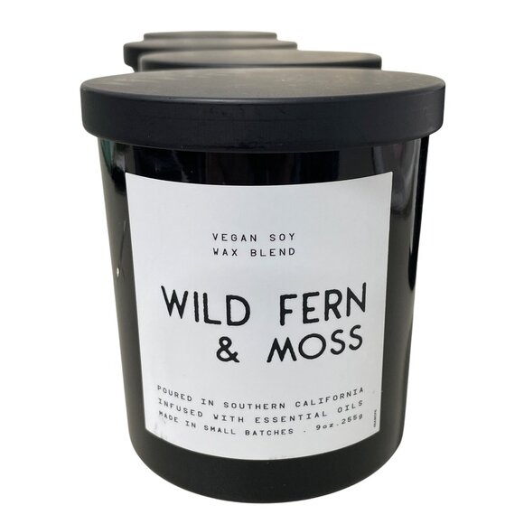 Leoben Company Wild Fern & Moss Candle Vegan Soy Wax 9oz Scented 1 Wick Black - Picture 1 of 5